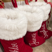 Personalized Christmas Stocking, Custom Name Red Plush Stockings, Customized Family Stocking, Holiday Decor