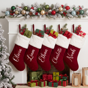 Personalized Christmas Stocking, Custom Name Red Plush Stockings, Customized Family Stocking, Holiday Decor