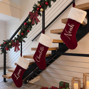 Personalized Christmas Stocking, Custom Name Red Plush Stockings, Customized Family Stocking, Holiday Decor