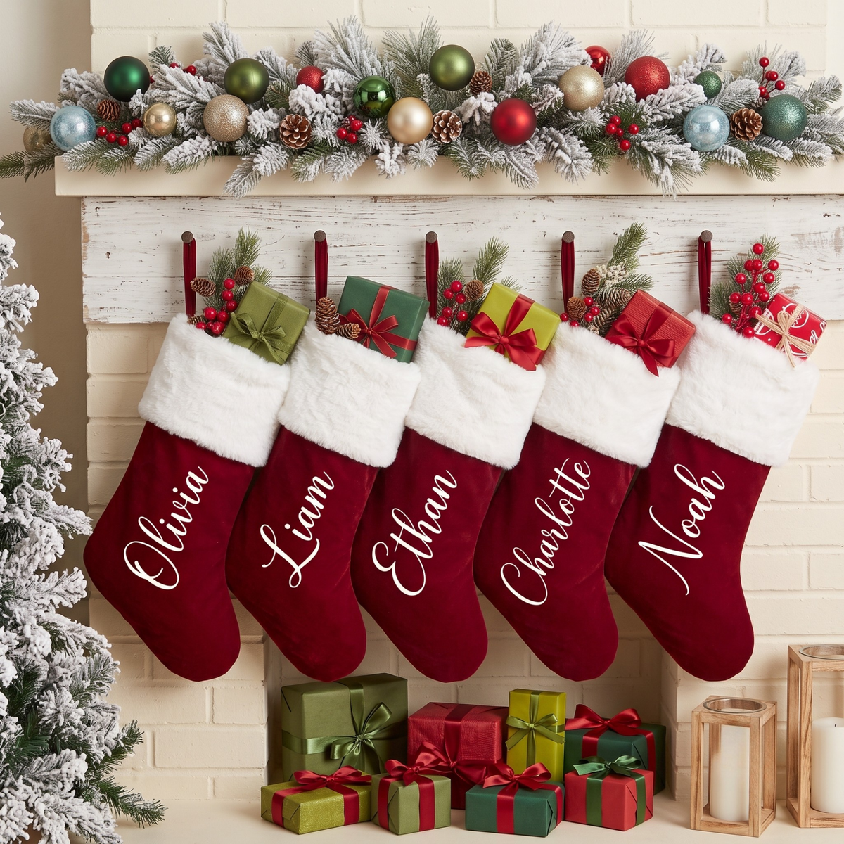 Personalized Christmas Stocking, Custom Name Red Plush Stockings, Customized Family Stocking, Holiday Decor