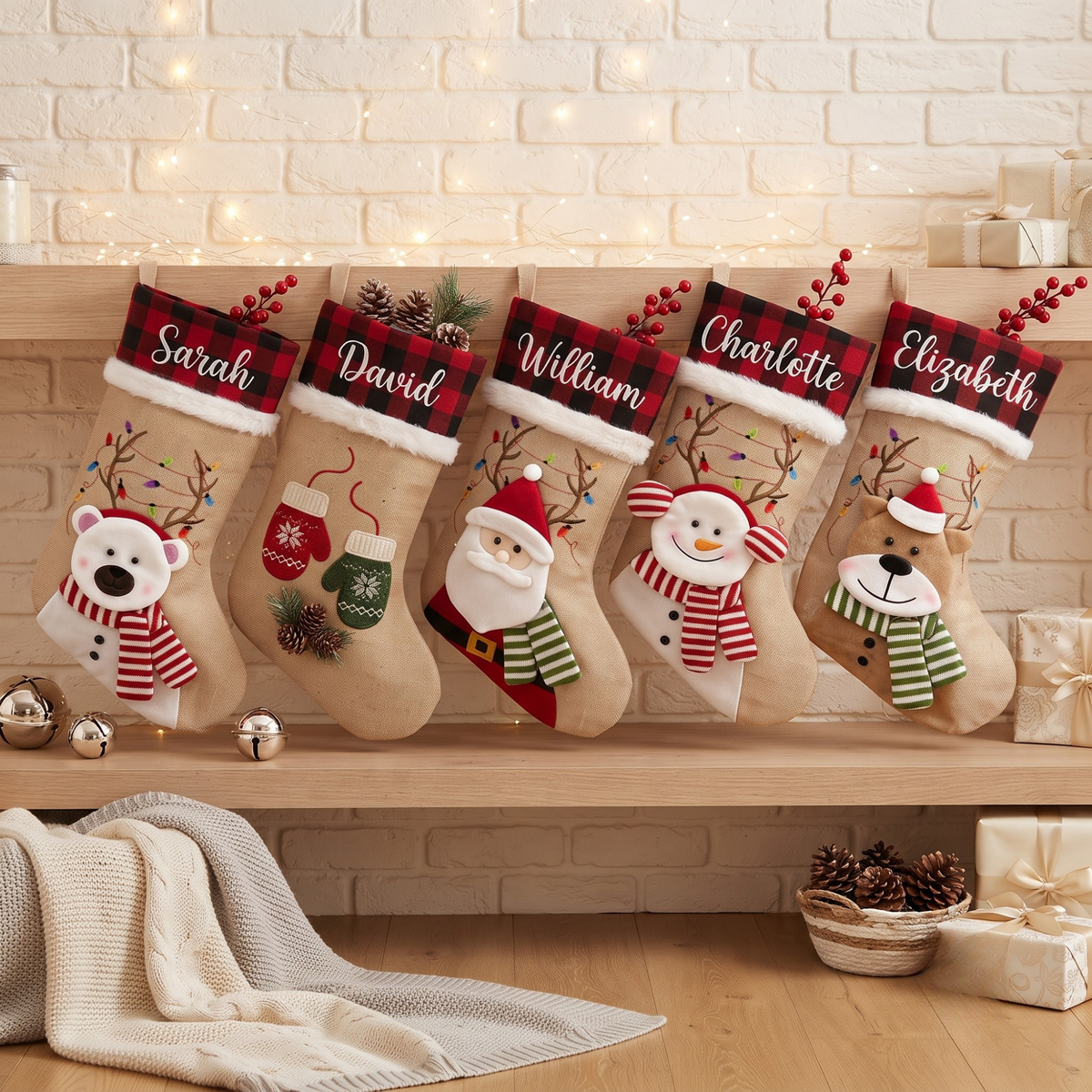 2026 Personalized Christmas Stockings, Embroidered Family Name Stockings, Knit Christmas Custom Holiday Stocking, Xmas Mantel Decor Gift