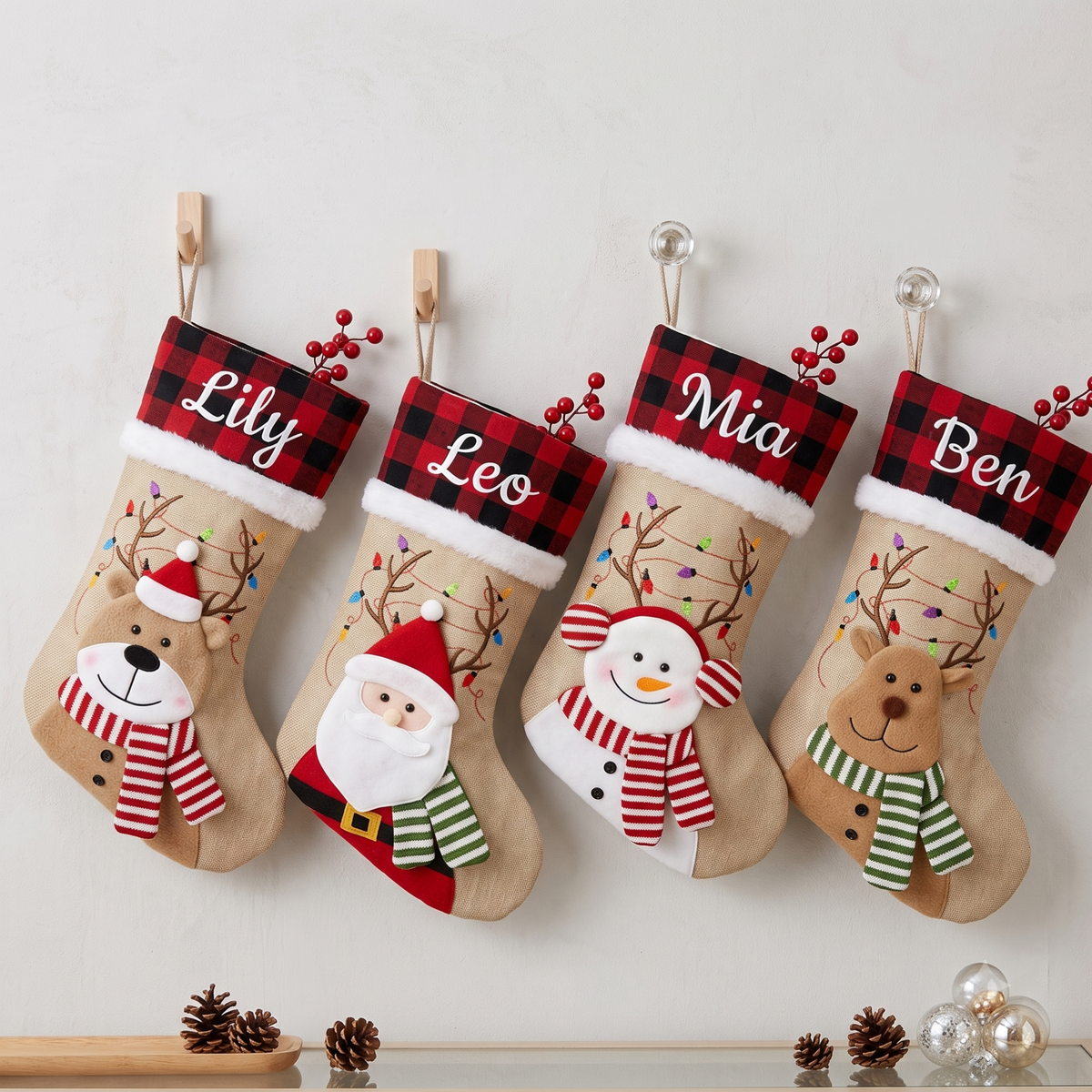 2026 Personalized Christmas Stockings, Embroidered Family Name Stockings, Knit Christmas Custom Holiday Stocking, Xmas Mantel Decor Gift