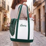 Bridesmiad Tote Bag, Custom Large Tote with Free Ribbon, Personalized Embriodered Bag Bachelorette Party Gift Set, White Canvas Bag
