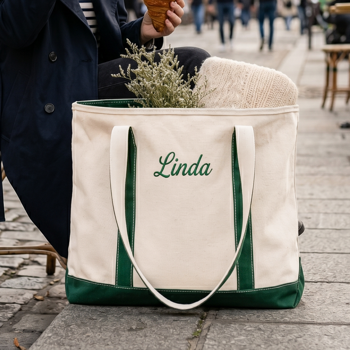 Bridesmiad Tote Bag, Custom Large Tote with Free Ribbon, Personalized Embriodered Bag Bachelorette Party Gift Set, White Canvas Bag