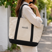 Bridesmiad Tote Bag, Custom Large Tote with Free Ribbon, Personalized Embriodered Bag Bachelorette Party Gift Set, White Canvas Bag