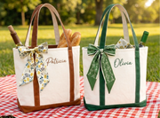 Personalized Canvas Bag for Bridesmaid with Free Ribbon, Custom Tote Bag bachelorette Party Gift, Embroidered Bags
