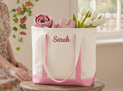 Personalized Canvas Bag for Bridesmaid with Free Ribbon, Custom Tote Bag bachelorette Party Gift, Embroidered Bags