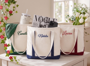 Personalized Canvas Bag for Bridesmaid with Free Ribbon, Custom Tote Bag bachelorette Party Gift, Embroidered Bags