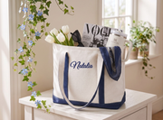 Personalized Canvas Bag for Bridesmaid with Free Ribbon, Custom Tote Bag bachelorette Party Gift, Embroidered Bags