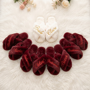 Fuzzy Slides, Wedding Bridesmaid Slippers, Custom Bachelorette Party Gift Set, Bridesmaid Proposal Gift Box Idea