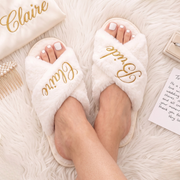 Fuzzy Slides, Wedding Bridesmaid Slippers, Custom Bachelorette Party Gift Set, Bridesmaid Proposal Gift Box Idea