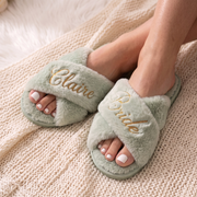 Fuzzy Slides, Wedding Bridesmaid Slippers, Custom Bachelorette Party Gift Set, Bridesmaid Proposal Gift Box Idea