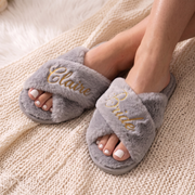 Fuzzy Slides, Wedding Bridesmaid Slippers, Custom Bachelorette Party Gift Set, Bridesmaid Proposal Gift Box Idea
