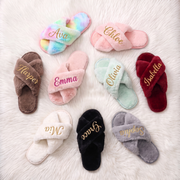 Fuzzy Slides, Wedding Bridesmaid Slippers, Custom Bachelorette Party Gift Set, Bridesmaid Proposal Gift Box Idea