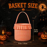 Halloween Basket Ruffle Personalized, Plaid Trick or Treat Bag with Custom Name, Halloween Candy Bucket for Kids, Halloween Basket Gift