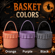 Halloween Basket Ruffle Personalized, Plaid Trick or Treat Bag with Custom Name, Halloween Candy Bucket for Kids, Halloween Basket Gift