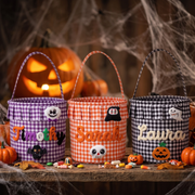 Halloween Basket Ruffle Personalized, Plaid Trick or Treat Bag with Custom Name, Halloween Candy Bucket for Kids, Halloween Basket Gift