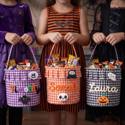 Halloween Basket Ruffle Personalized, Plaid Trick or Treat Bag with Custom Name, Halloween Candy Bucket for Kids, Halloween Basket Gift