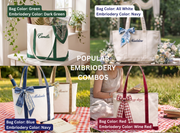 Personalized Canvas Bag for Bridesmaid with Free Ribbon, Custom Tote Bag bachelorette Party Gift, Embroidered Bags