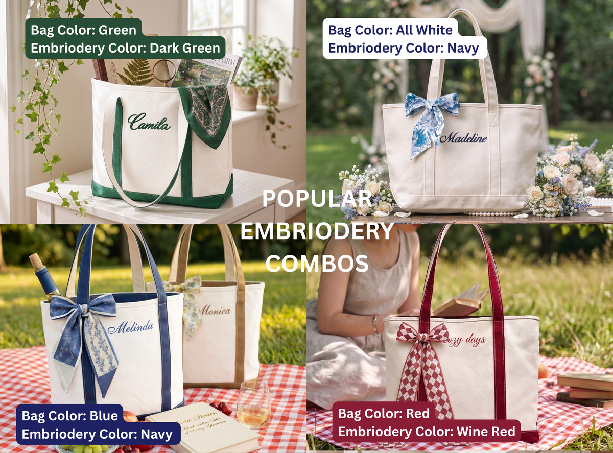 Personalized Canvas Bag for Bridesmaid with Free Ribbon, Custom Tote Bag bachelorette Party Gift, Embroidered Bags