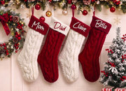 2026 Personalized Christmas Stockings, Xmas Embriodered Family Name Knit Holiday Stockings Gift, Custom Home Decor