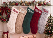 2026 Personalized Christmas Stockings, Xmas Embriodered Family Name Knit Holiday Stockings Gift, Custom Home Decor