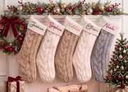 2026 Personalized Christmas Stockings, Xmas Embriodered Family Name Knit Holiday Stockings Gift, Custom Home Decor