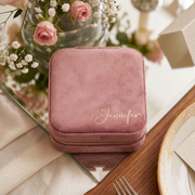 Personalized Bridesmaid Proposal Jewelry Box, Custom Travel Velvet Jewelry Case for Mom, Wedding Favors, Birthday Christmas Gift