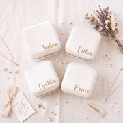 Personalized Bridesmaid Proposal Jewelry Box, Custom Travel Velvet Jewelry Case for Mom, Wedding Favors, Birthday Christmas Gift