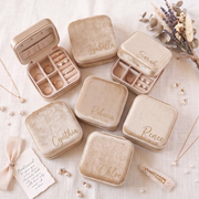 Personalized Bridesmaid Proposal Jewelry Box, Custom Travel Velvet Jewelry Case for Mom, Wedding Favors, Birthday Christmas Gift