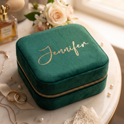Personalized Bridesmaid Proposal Jewelry Box, Custom Travel Velvet Jewelry Case for Mom, Wedding Favors, Birthday Christmas Gift