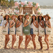 Personalized Crochet Cotton Beach Tote Bag, Custom Bridesmaid Tote, Summer Travel Bag, Monogram Beach Bag, Vacation Gift for Her, Wedding Christmas Holiday Gift, Flower Market Bag