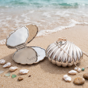 Personalized Seashell Compact Mirror, Custom Engraved Pocket Mirror, Bridesmaid Gift, Beach Wedding Favor, Gift for Her