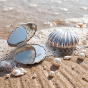 Personalized Seashell Compact Mirror, Custom Engraved Pocket Mirror, Bridesmaid Gift, Beach Wedding Favor, Gift for Her