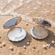 Personalized Seashell Compact Mirror, Custom Engraved Pocket Mirror, Bridesmaid Gift, Beach Wedding Favor, Gift for Her