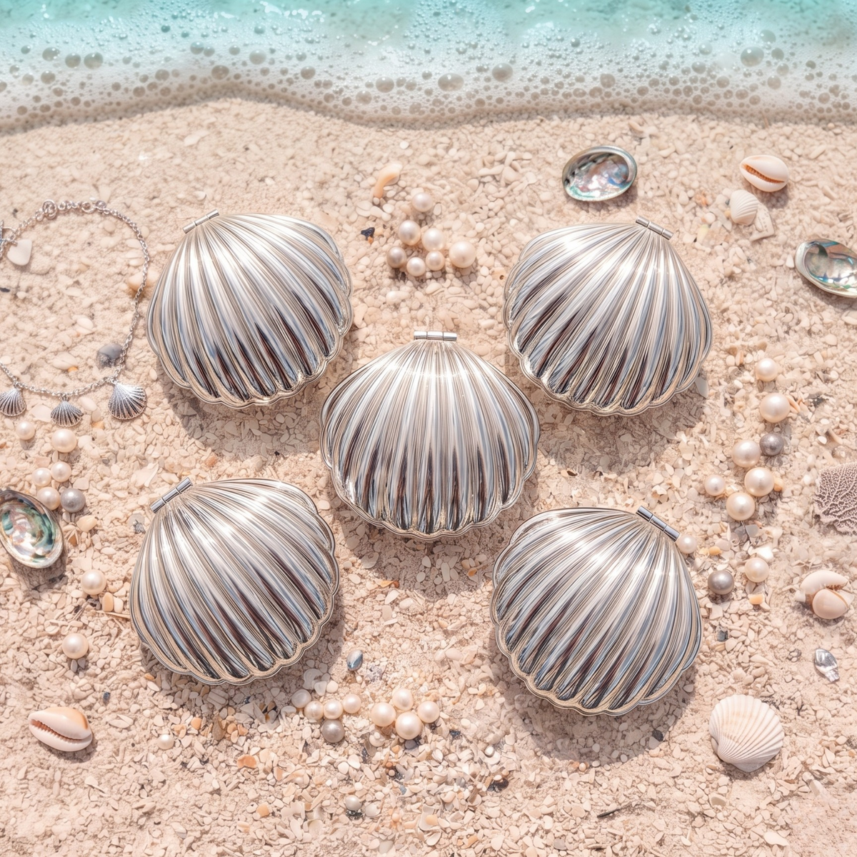 Personalized Seashell Compact Mirror, Custom Engraved Pocket Mirror, Bridesmaid Gift, Beach Wedding Favor, Gift for Her