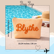 Custom Seersucker Makeup Bag – Embroidered Travel Pouch for Bachelorette, Birthday & Christmas Gifts