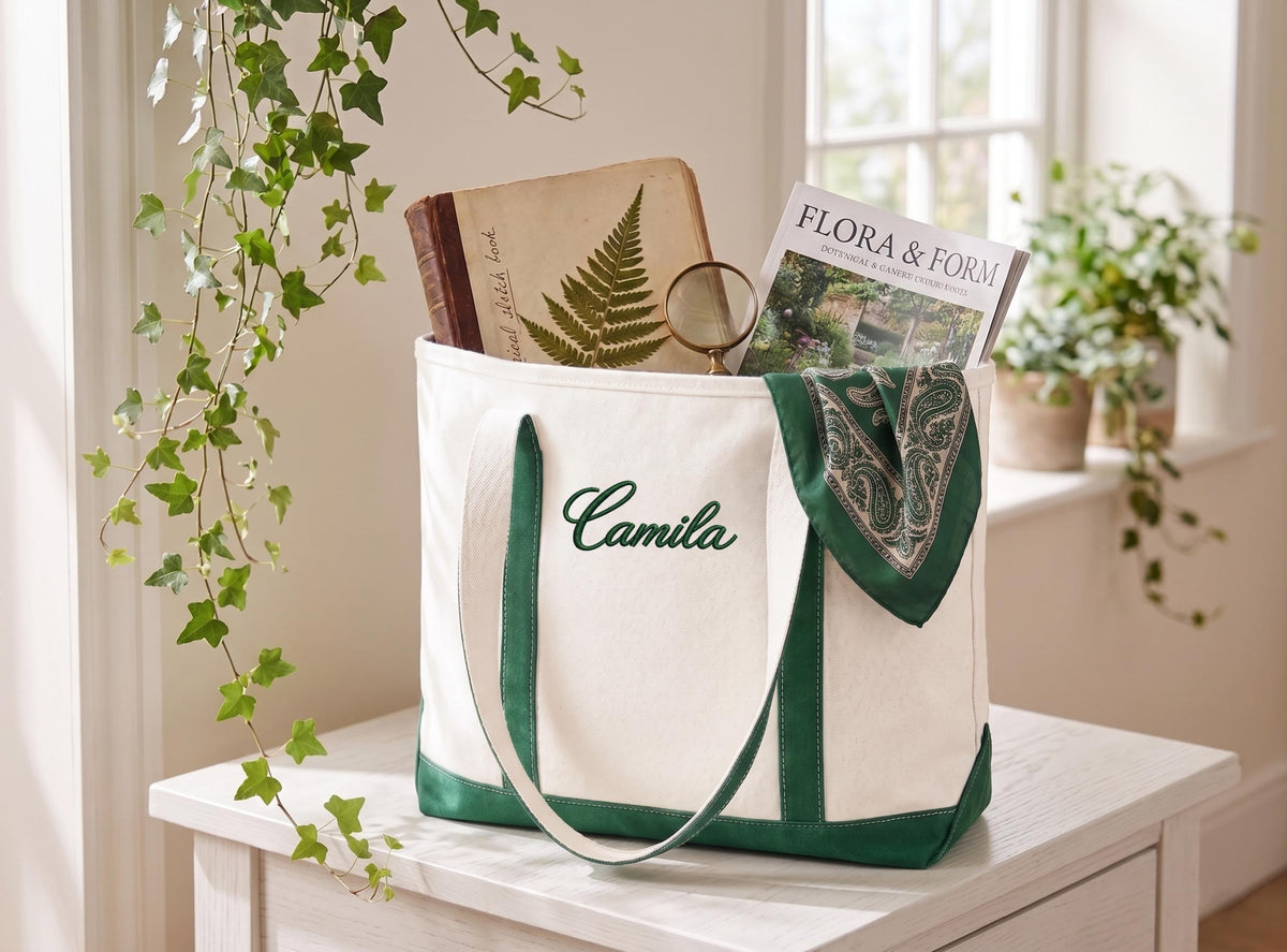Personalized Canvas Bag for Bridesmaid with Free Ribbon, Custom Tote Bag bachelorette Party Gift, Embroidered Bags