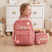 Kids custom backpack set, name school bag, lunch tote, personalized gift, first day school bag