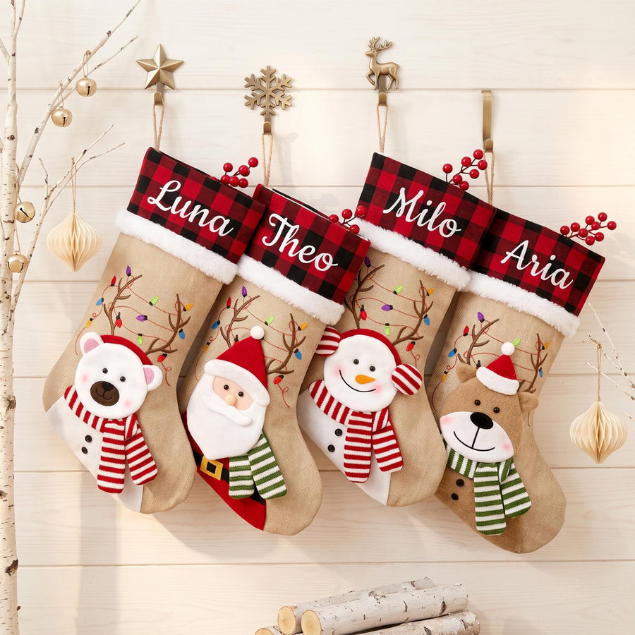 2026 Personalized Christmas Stockings, Embroidered Family Name Stockings, Knit Christmas Custom Holiday Stocking, Xmas Mantel Decor Gift